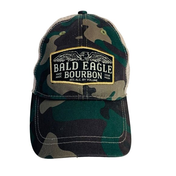 Bald Eagle Bourbon Camouflage Mesh Trucker Hat Adjustable Snapback - Picture 1 of 9